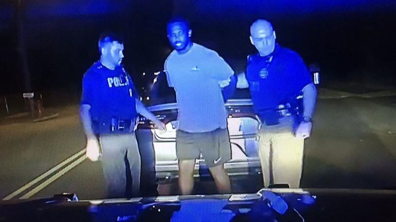 Dash camera footage shows Georgia Southern quarterback Shai Werts being taken into custody after a July 31, 2019, traffic stop in Saluda County, South Carolina.
