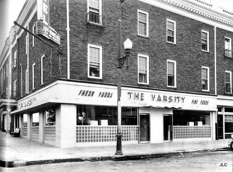The original Varsity in downtown Athens in the early 1960s. Above the Varsity was a hotel. CONTRIBUTED BY GROWING UP IN ATHENS GA FACEBOOK PAGE