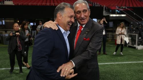 Atlanta United Coach Gerardo Martino and Atlanta United owner Arthur Blank shared some moments after the press conference of the 2018 MLS All Star game presentation of the Mercedes-Benz stadium on Monday 23, 2017.