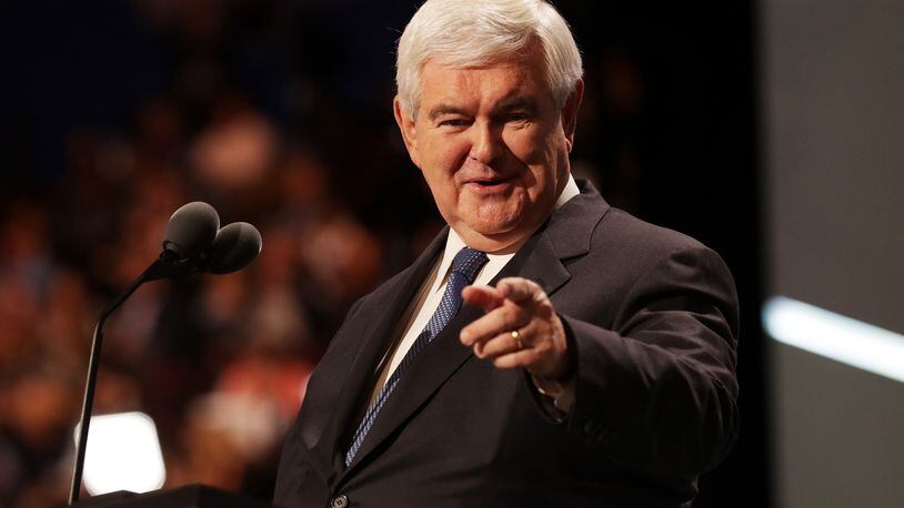 CLEVELAND, OH - JULY 20: Former Speaker of the House Newt Gingrich delivers a speech on the third day of the Republican National Convention on July 20, 2016 at the Quicken Loans Arena in Cleveland, Ohio. Republican presidential candidate Donald Trump received the number of votes needed to secure the party’s nomination. An estimated 50,000 people are expected in Cleveland, including hundreds of protesters and members of the media. The four-day Republican National Convention kicked off on July 18. (Photo by Chip Somodevilla/Getty Images)
