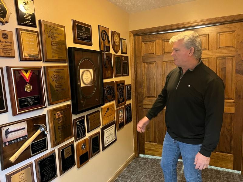Memorabilia from Michael "Mac" Collins' tenure in politics is displayed on the second floor of Collins Trucking; his son Michael "Mike" Collins has succeeded him in business and in the U.S. House.