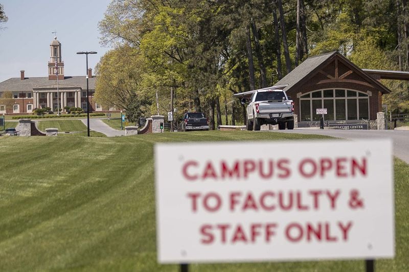 Because of COVID-19, only staff and faculty were allowed access to Berry College in Rome, Ga., Friday, April 3, 2020. (Alyssa Pointer / Alyssa.Pointer@ajc.com)