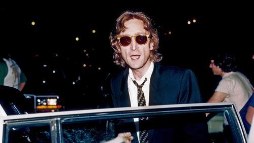 Former Beatle John Lennon arrives at the Times Square recording studio 'The Hit Factory' before a recording session of his final album 'Double Fanasy' in August 1980 in New York City, New York. (Photo by Vinnie Zuffante/Michael Ochs Archives/Getty Images)