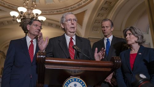 Senate Majority Leader Mitch McConnell (R-KY) speaks to the media after attending the Republican weekly policy luncheon on Capitol Hill on May 21, 2019 (Photo by Tasos Katopodis/Getty Images)