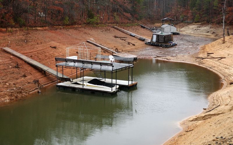 GAINESVILLE, GA: This photo from the 2007 drought of Lake Lanier shows how Georgia's record drought left many boats and docks on on the lake, high and dry. According to the Lake Lanier Association, the lake is project to be at a healthy elevation of 1071 or above for just about 15 percent of summer days in this decade. PHIL SKINNER / Staff