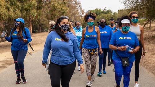 GirlTrek members in Los Angeles hit the trail in August 2021. GirlTrek launched a 30-day Jump Start campaign this month to encourage more Black women to walk daily to improve their mental and physical health. Courtesy of GirlTrek