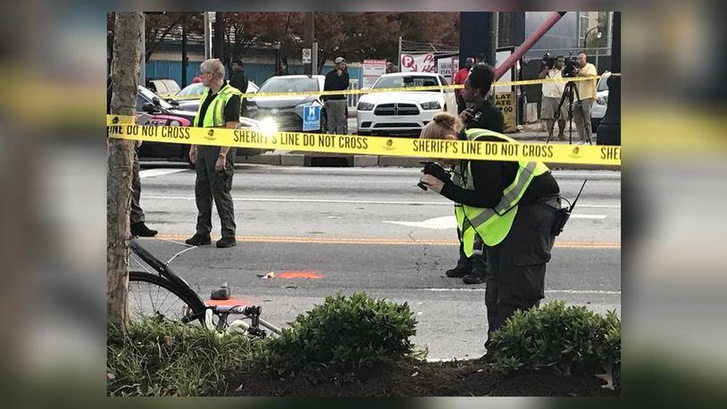Atlanta police were searching for a driver who struck and killed a bicyclist Monday.