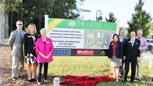 Snellville officials recently unveiled the logo for ‘The Grove at Towne Center,’ the $81 million mixed-use development coming to the city. (Courtesy City of Snellville)