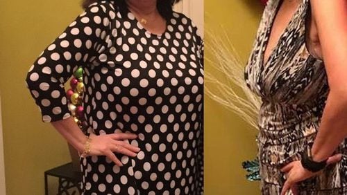Dorothy Aenlle weighed 150 pounds when the photo on the left was taken in January 2016. In the photo on the right, taken in December, she weighed 121 pounds. (All photos contributed by Dorothy Aenlle).