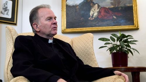 The Rev. Patrick Conroy, who was then the House chaplain, in his office at the Capitol in Washington on Jan.13, 2012. The decision by House Speaker Paul Ryan (R-Wis.) to fire Conroy brought complaints from Democrats who said Conroy was sacked over a prayer he made during last fall’s debate on the Republican tax-cut proposal. (Stephen Crowley/The New York Times)
