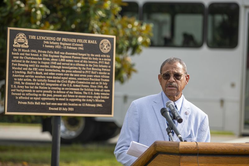 U.S. Rep. Sanford Bishop, shown at Fort Benning, has made his support for the military installations in his southwest Georgia district a focal point of his campaign for reelection. “I am in a position to make sure that those bases have what they need to to prosper,” Bishop said. “And I have a proven record of doing that.” (Alyssa Pointer/Atlanta Journal Constitution)