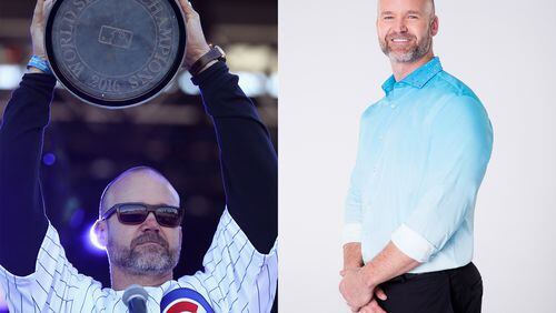 David Ross after winning the World Series last fall and David Ross, "Dancing with the Stars" contestants. CREDIT: (left) Getty Images (right) ABC