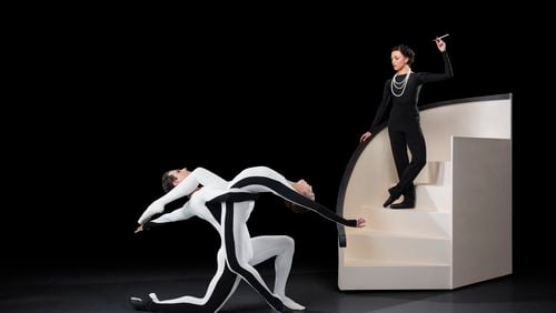 Atlanta Ballet dancers Sojung Lee and Severin Brotschul are the Chanel logo and Brooke Gilliam performs as Shadow.
(Courtesy of Atlanta Ballet / Shoccara Marcus)
