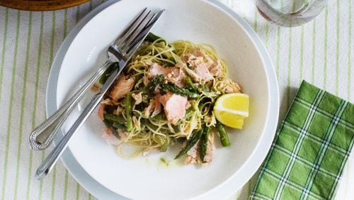 Baked Salmon, Asparagus and Lemon with Angel Hair Pasta
Virginia Willis for The Atlanta Journal-Constitution