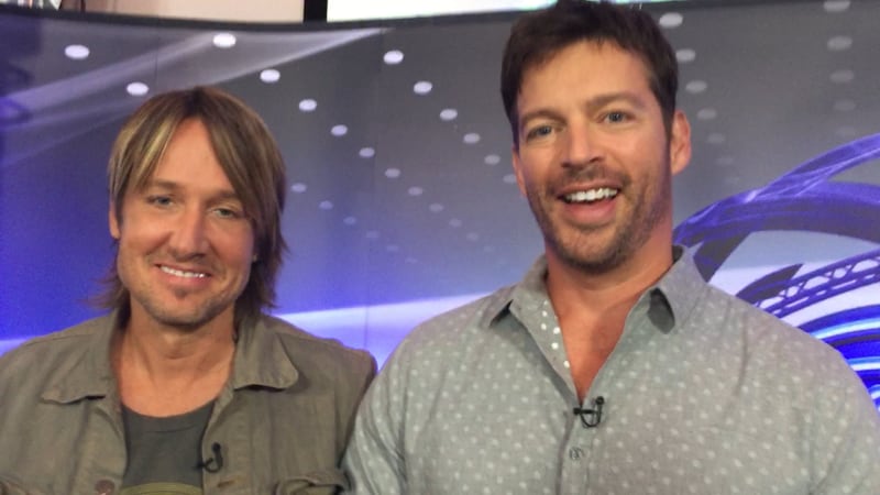 Keith Urban and Harry Connick Jr. cut up in front of me at the "American Idol" Atlanta auditions Sept. 13, 2015. CREDIT: Rodney Ho/ rho@ajc.com