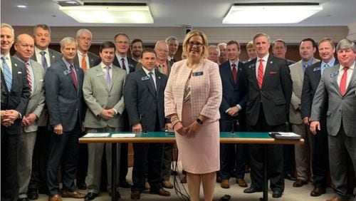 The photograph that Republican state Sen. Renee Unterman posted on Instagram before the March 22, 2019, marathon debate in the Senate on HB 481, the anti-abortion "heartbeat" bill.