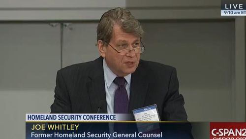 Former federal prosecutor Joe Whitley at a homeland security conference in D.C. last August/C-SPAN