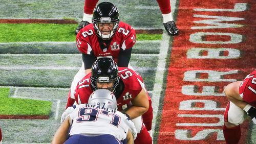 The Falcons and Patriots will meet Sunday night in a rematch of Super Bowl LI.