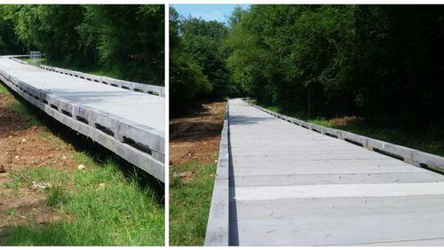 Construction is nearing completion of Lilburn’s Camp Creek Parkway Trail boardwalk. Courtesy Camp Creek Parkway Trail