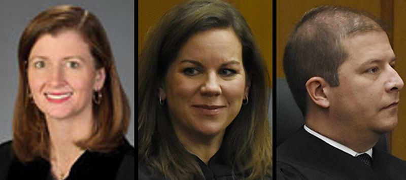 Mentioned as judges under consideration for appointment to the 11th Circuit Court of Appeals in Atlanta (from left): Georgia Appeals Court Judge Elizabeth Branch; Georgia Supreme Court Justice Britt Grant; Georgia Supreme Court Justice Nels Peterson.
