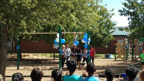 Settles Bridge Elementary in Suwanee held a ribbon cutting ceremony for new playground equipment at the school.