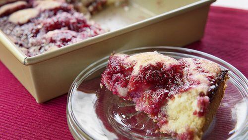Raspberry Pudding Cake. (Haley Nelson/Pittsburgh Post-Gazette/TNS)