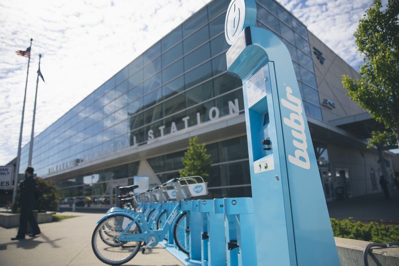No need for a rental car, as Bublr Bikes provide a convenient way to get around Milwaukee. Courtesy