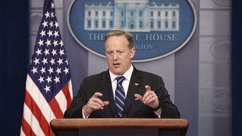 WASHINGTON, DC - FEBRUARY 22: White House Press Secretary Sean Spicer answers questions during the daily press briefing at the White House February 22, 2017 in Washington, DC. Spicer answered a range of questions on policy issues currently being faced by the Trump administration. (Photo by Win McNamee/Getty Images)