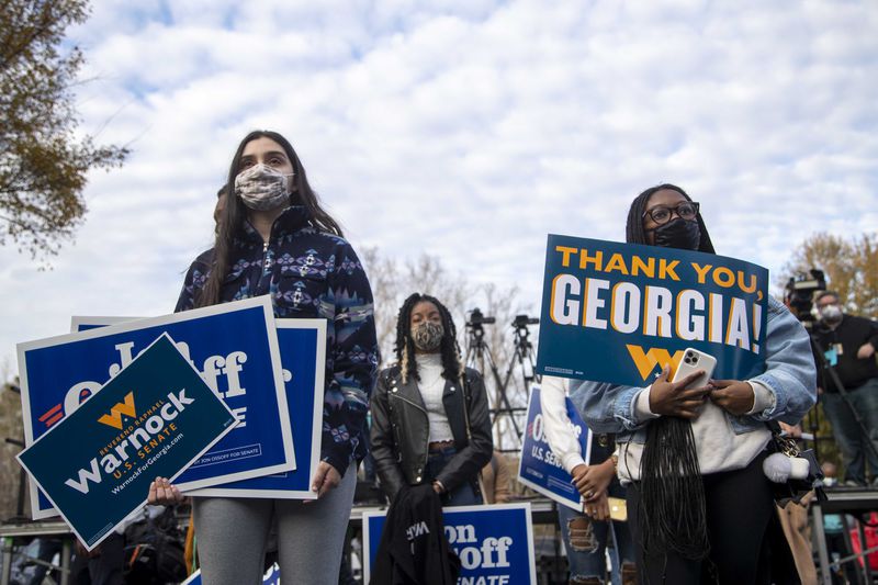 Younger voters tended to favor Democrats in the November election, but there was a wide split between young Black people and their white counterparts.  (Alyssa Pointer / Alyssa.Pointer@ajc.com)