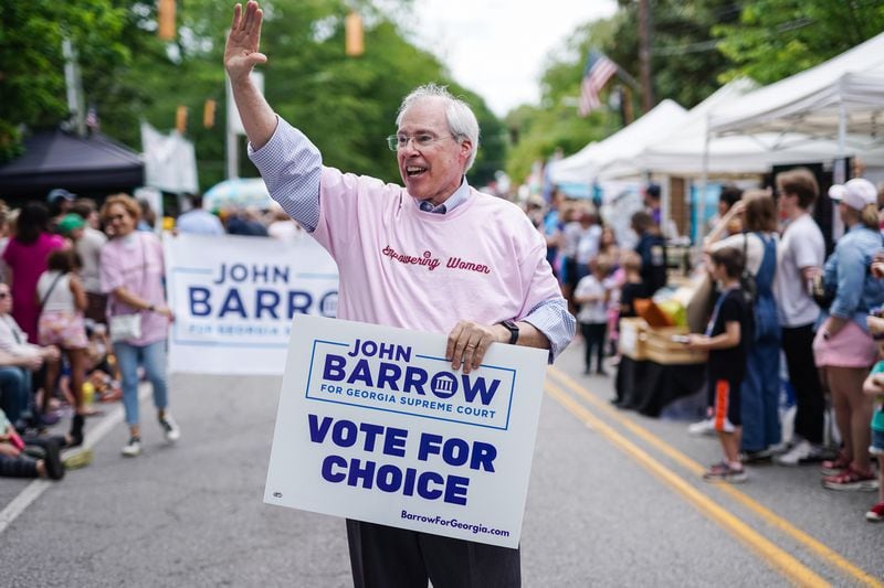 Georgia Supreme Court candidate John Barrow campaigns at a recent parade in Atlanta. 
