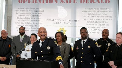 DeKalb County Sheriff Jeffrey Mann at a January 2015 news conference about Operation Safe DeKalb. (Photo credit: JASON GETZ/ AJC file)