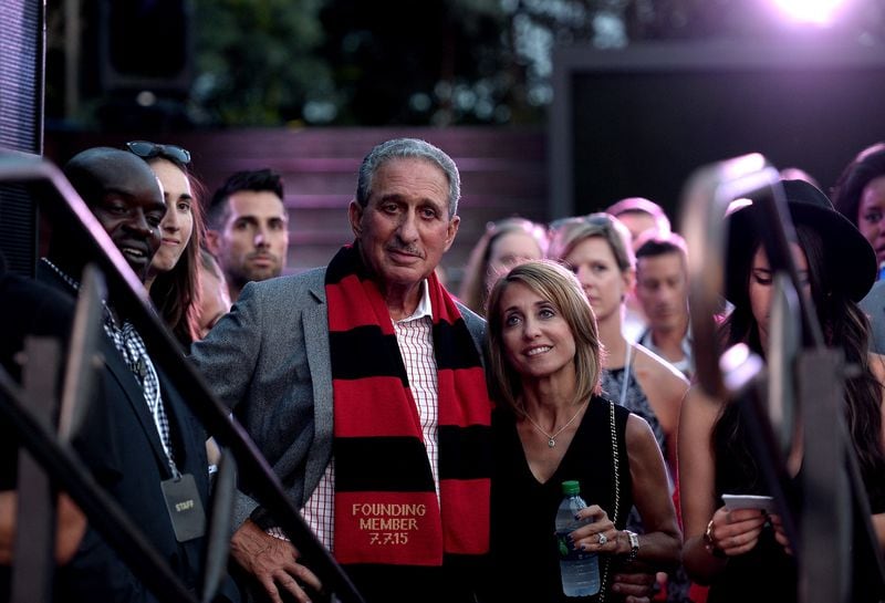 MLS Atlanta owner Arthur Blank and Angela Macuga attend the MLS Atlanta Launch Event at SOHO on July 7, 2015 in Atlanta. (Photo by Paras Griffin/Getty Images for MLS Atlanta)