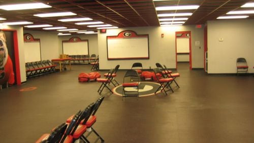 Georgia is considering doing something much more extravagant with its locker room at Sanford Stadium. The current one, underneath the East grandstands, is rather stark. (File photo)