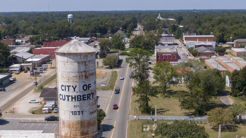 Cuthbert is the county seat of Randolph County, one of the Georgia counties most vulnerable to natural disasters, according to analysis by the Center for Public Integrity. Hurricane Michael underscored how some Georgia communities have crucial gaps in their ability to withstand severe storms. (Hyosub Shin / Hyosub.Shin@ajc.com)