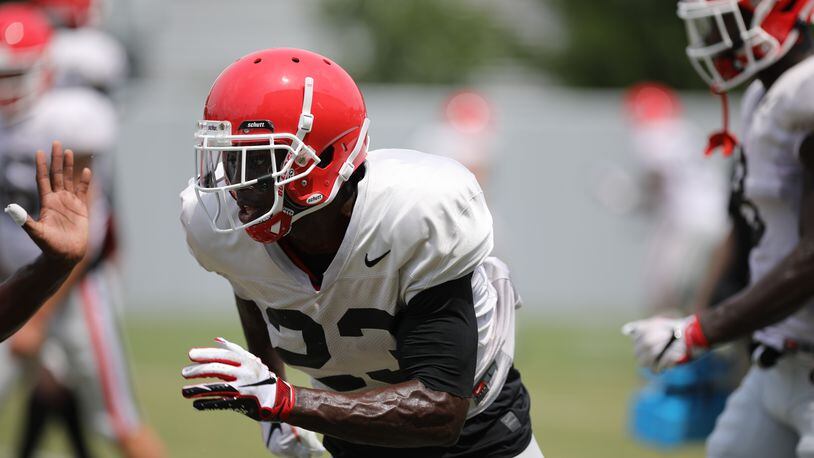 Georgia defensive back Mark Webb (23) during practice Monday on the Woodruff Practice Fields in Athens. (Photo by Chamberlain Smith)