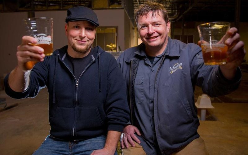 Justin Waller, left, and Thomas Monti opened Schoolhouse Brewing in the Franklin Gateway area this past spring. CONTRIBUTED BY SCHOOLHOUSE BREWING