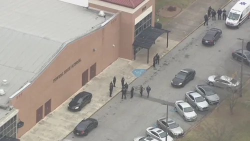 DeKalb County school police responded to a large fight at Towers High School on Wednesday. (Credit: Channel 2 Action News)