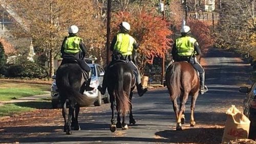 The Atlanta Police Department sent officers on horseback into the south Buckhead neighborhood of Wildwood in response to resident complaints about a crime wave. (Photo courtesy of Ashley Mitzel)