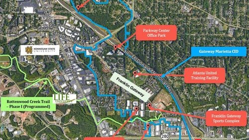 Either through an online survey or an online meeting on Aug. 12, the Gateway Marietta Community Improvement District is seeking comments from the public on ways to improve the looks of that area of the city off I-75. (Courtesy of GMCID)