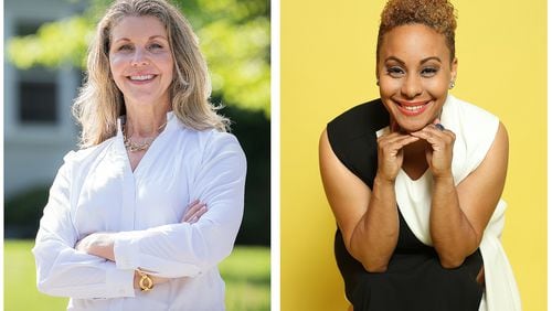 Fulton County Commission District 2 candidates Jennifer Phillippi (left) and Megan Rue Harris will face off in the May 21 primary election.