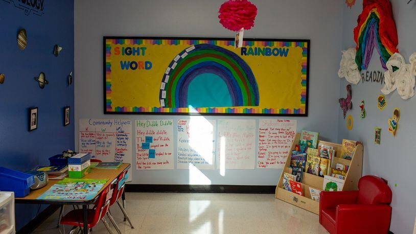 The reading corner in Micahiah Drake’s classroom is seen at Liberty Point Elementary School in Union City, Georgia, on Friday, October 16, 2020. Georgia Department of Education officials are considering changes to guide the teaching of English Language Arts in the state’s public schools. AJC FILE PHOTO.