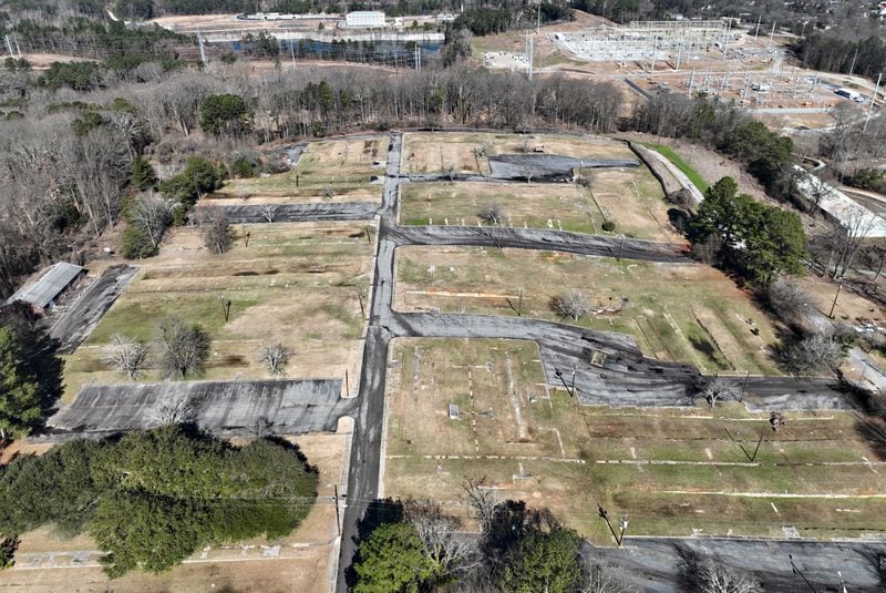 Areal photograph shows Microsoft's Westside property near Westside Park off Donald Lee Hollowell Parkway, Friday, Feb. 3, 2023, in Atlanta. Microsoft confirmed Friday it has stopped work on its gigantic campus in Atlanta’s Westside that was poised to bring thousands of jobs, act as a new hub for the technology giant and become a defining cornerstone of the area. (Hyosub Shin / Hyosub.Shin@ajc.com)
