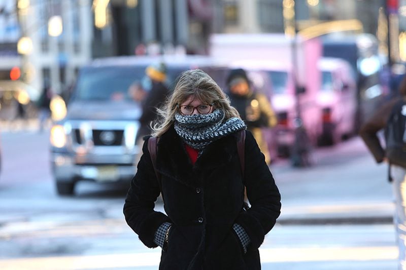 A pedestrian walks through frigid weather Jan. 31 in New York. The polar vortex made it feel about 17 below zero, according to the National Weather Service.