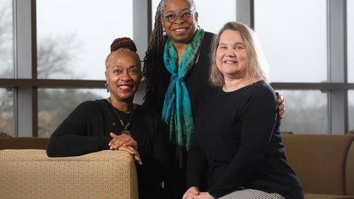Kennesaw State University researchers Vanessa Robinson-Dooley, from left, Evelina Sterling and Carol Collard have been awarded a grant on behavioral research, a rare NIH grant, focusing on the psycho-sociological impact of health on specific populations (African-American men) in Georgia. Rob C. Witzel / Kennesaw State University
