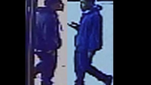 Gwinnett County police are searching for two men who allegedly robbed a cashier and a customer at a luggage store.