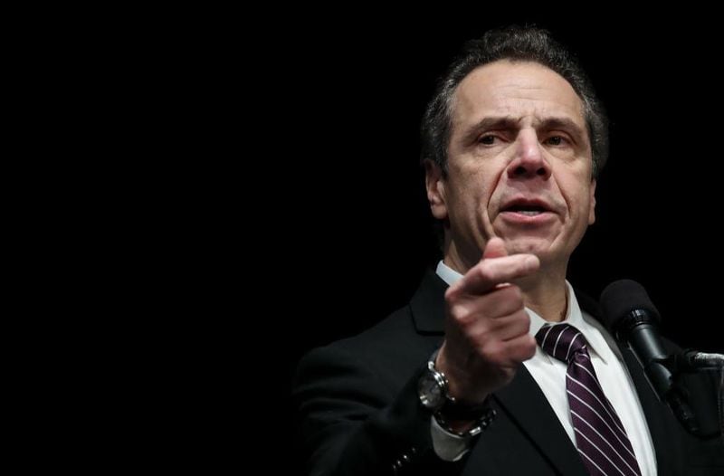 New York Governor Andrew Cuomo speaks at a healthcare union rally at the Theater at Madison Square Garden, February 21, 2018 in New York City. (Photo by Drew Angerer/Getty Images)