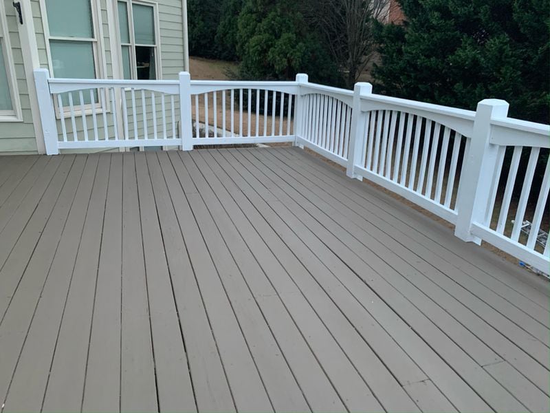 A Genesis Contracting of GA finished deck staining project. Genesis owner Jose Padilla recommends homeowners stay on top of maintenance projects like these to prevent bigger issues from developing.