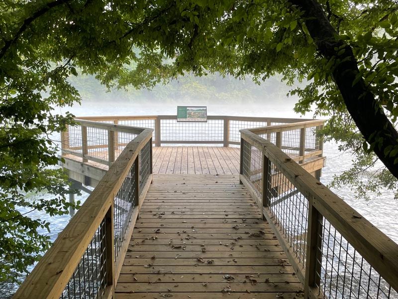 The river overlook at the Jones Bridge North park unit in Johns Creek. The overlook platform opened in February and was a $50,000 project funded through the Community Foundation for Greater Atlanta to replace a deteriorating deck. Photo courtesy of Chattahoochee National Park Conservancy