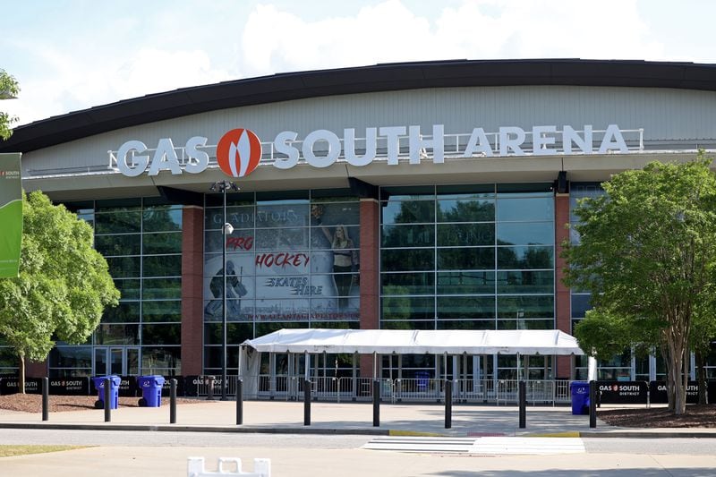 Gas South Arena on Monday, May 16, 2022, in Duluth. Emory University is hosting its commencement at the complex that includes the arena. (Jason Getz / Jason.Getz@ajc.com)