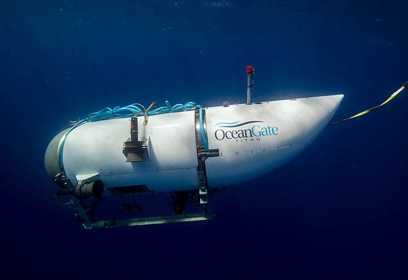 Undated handout photo shows Titan, the submersible that vanished on expedition to the Titanic wreckage. A massive search and rescue operation is under way in the mid Atlantic after a tourist submarine went missing during a dive to Titanic's wreck on Sunday. (OceanGate/Zuma Press Wire/TNS)